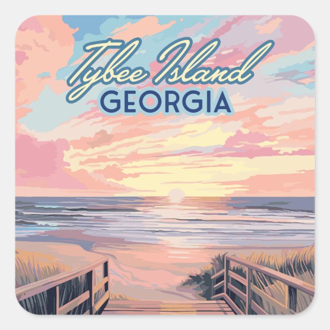 Tybee Island Georgia Sunrise Beach Savannah Square Sticker (Front)