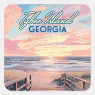 Tybee Island Georgia Sunrise Beach Savannah Square Sticker