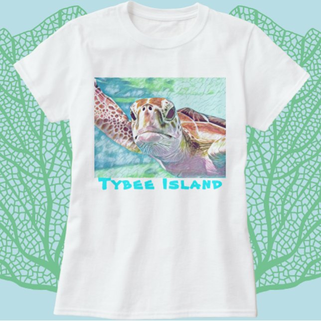 Tybee Island Georgia Watercolor Sea Turtle T-Shirt (Creator Uploaded)