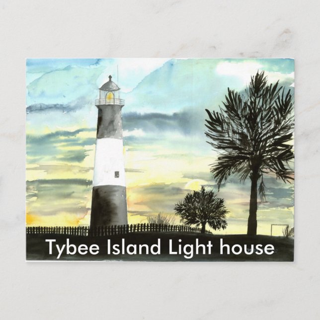TYBEE Island Lighthouse art collectable gifts, ... Postcard (Front)