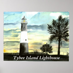 TYBEE Island Lighthouse art collectable gifts, ... Poster