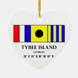 Tybee Island Nautical Flag Ceramic Tree Decoration