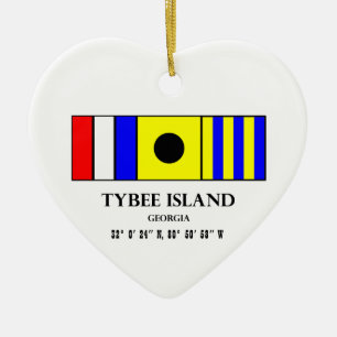 Tybee Island Nautical Flag Ceramic Tree Decoration
