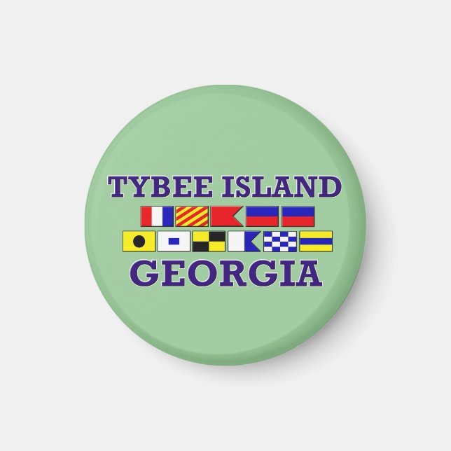 Tybee Island Nautical Flag - Round Magnet (Front)