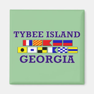 Tybee Island Nautical Flag - Square  Magnet