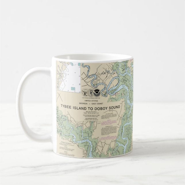 Tybee Island to Doboy Sound Nautical Chart 11509 Coffee Mug (Left)
