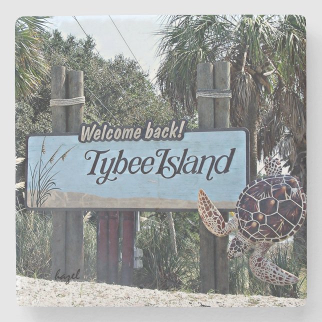 Tybee Island Welcome Coaster, Stone Coaster (Front)