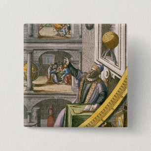 Tycho Brahe (1546-1601) aged 40, amongst his astro 15 Cm Square Badge