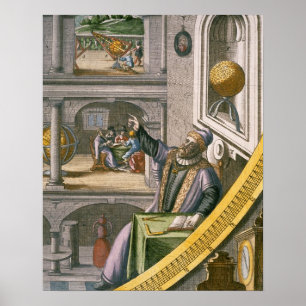 Tycho Brahe (1546-1601) aged 40, amongst his astro Poster