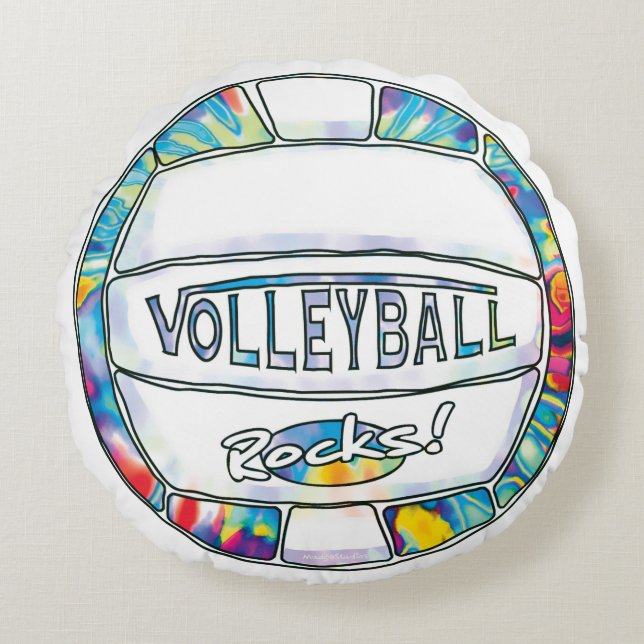 Tye Die Volleyball Rocks Lg Round Pillow (Front)