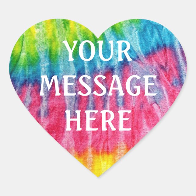 Tye dye  background - Customise your own Heart Sticker (Front)