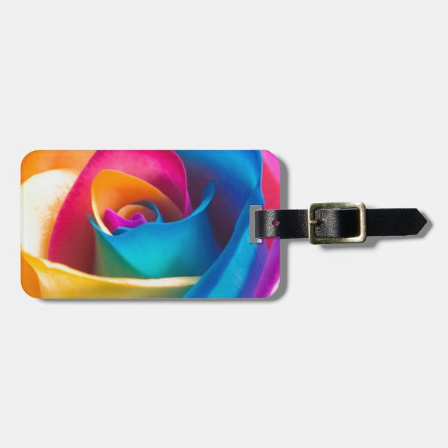 Tye Dye single rose Luggage Tag (Front Horizontal)