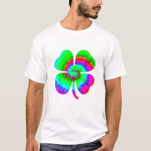 Tye Dye St Patricks Day Women Men Green Clover Iri T-Shirt