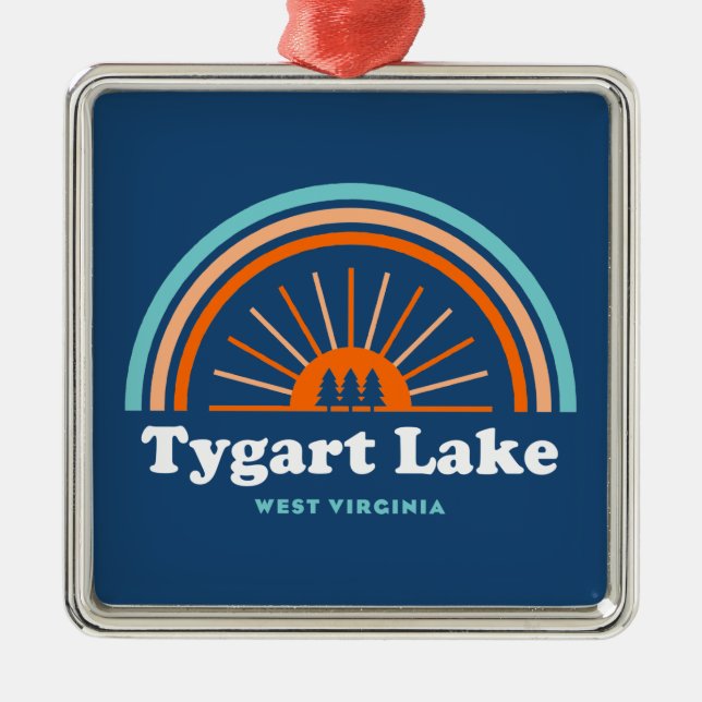 Tygart Lake West Virginia Rainbow Metal Tree Decoration (Front)