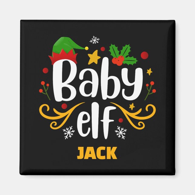 Tygraphy Baby Elf Fun Family Matching Baby T Shirt Magnet (Front)