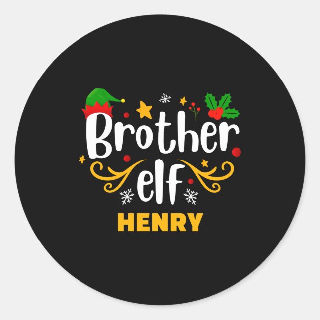 Tygraphy Brother Elf Fun Family Matching  Classic Round Sticker (Front)