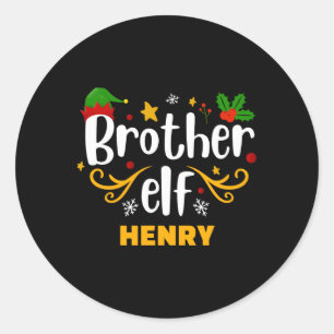 Tygraphy Brother Elf Fun Family Matching T Shirt  Classic Round Sticker