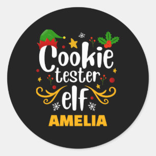 Tygraphy Cookie Tester Elf Family Matching T Shirt Classic Round Sticker