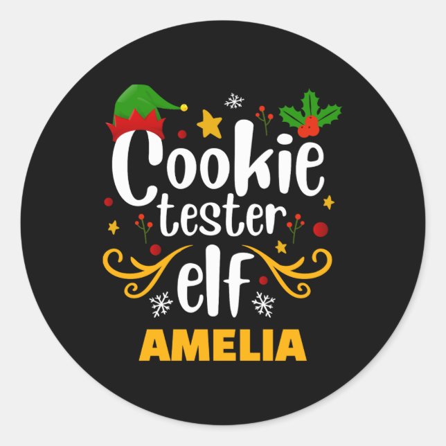 Tygraphy Cookie Tester Elf Family Matching T Shirt Classic Round Sticker (Front)