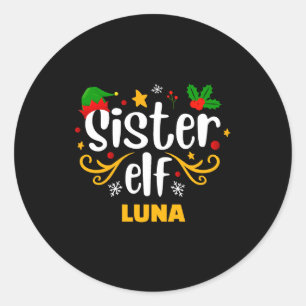 Tygraphy Sister Elf Fun Family Matching  Classic Round Sticker