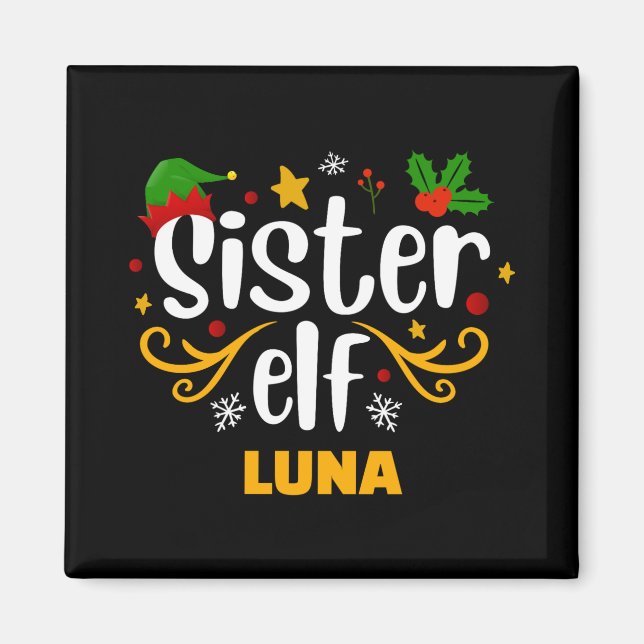 Tygraphy Sister Elf Fun Family Matching T Shirt  Magnet (Front)