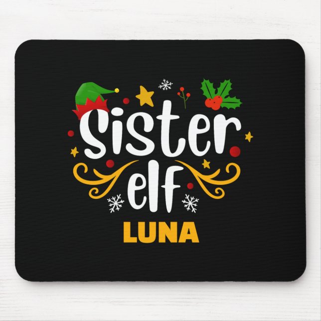 Tygraphy Sister Elf Fun Family Matching T Shirt  Mouse Mat (Front)