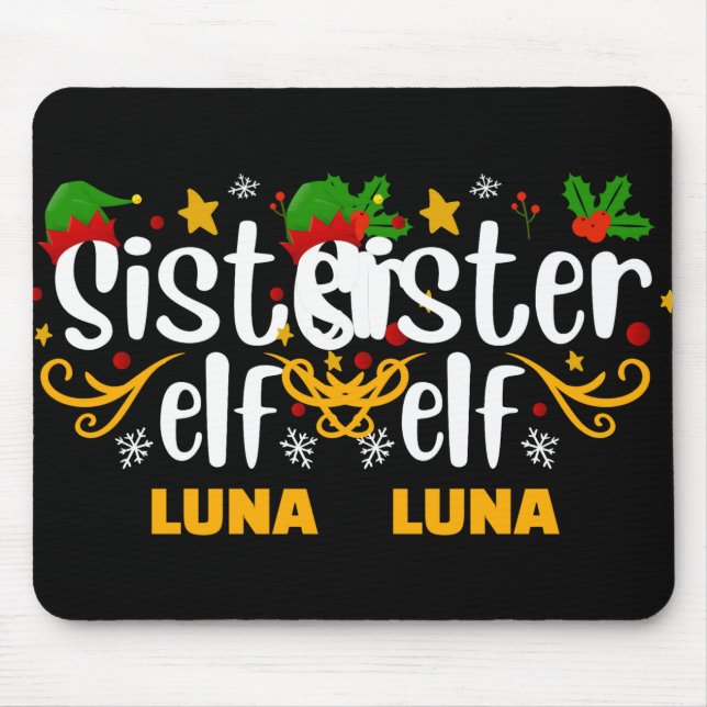 Tygraphy Sister Elf Fun Family Matching T Shirt  Mouse Mat (Front)