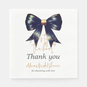 Tying Knot Coquette Gold Black Bow Bridal Shower Napkin