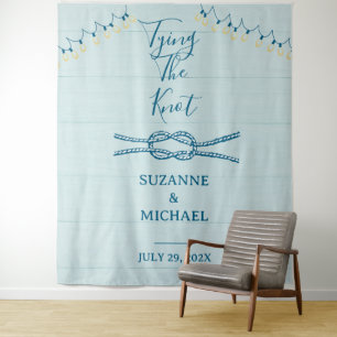 Tying Knot Nautical Blue Wood Photo Backdrop Tapestry