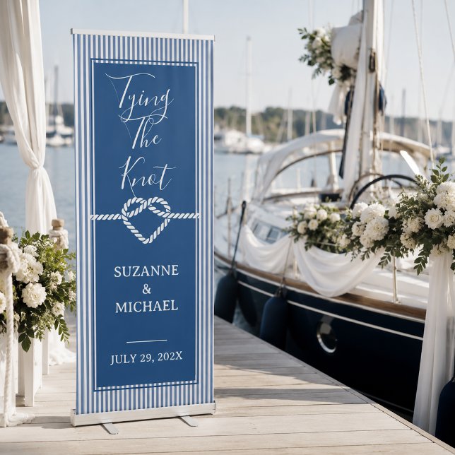 Tying Knot Nautical Navy Blue Retractable Banner (Creator Uploaded)