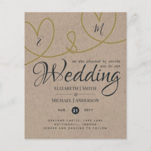 Tying Knot TYPOGRAHY Wedding Invites - Kraft Look