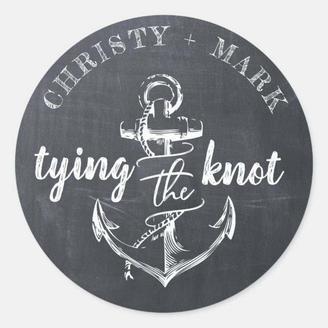 Tying the Knot Anchor Chalkboard | Wedding Sticker (Front)