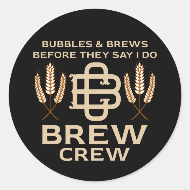 Tying the Knot Bachelor Party Grooms Brew Crew Classic Round Sticker (Front)