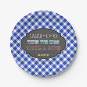 Tying the Knot BBQ Gingham Engagement Paper Plate
