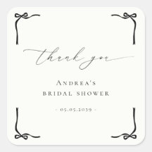 Tying the Knot Black Bow Bridal Shower Thank You