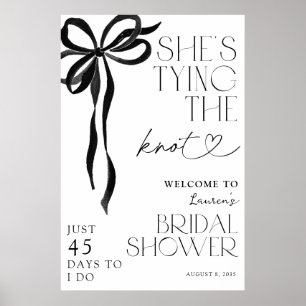 Tying the Knot Black Bow Bridal Shower Welcom Poster
