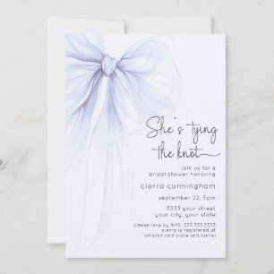 Tying the Knot Blue Coquette Bow Bridal Shower Invitation