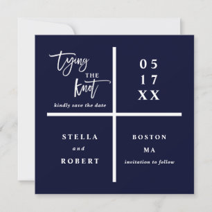 Tying the Knot Blue Modern Wedding Photo Save The Date
