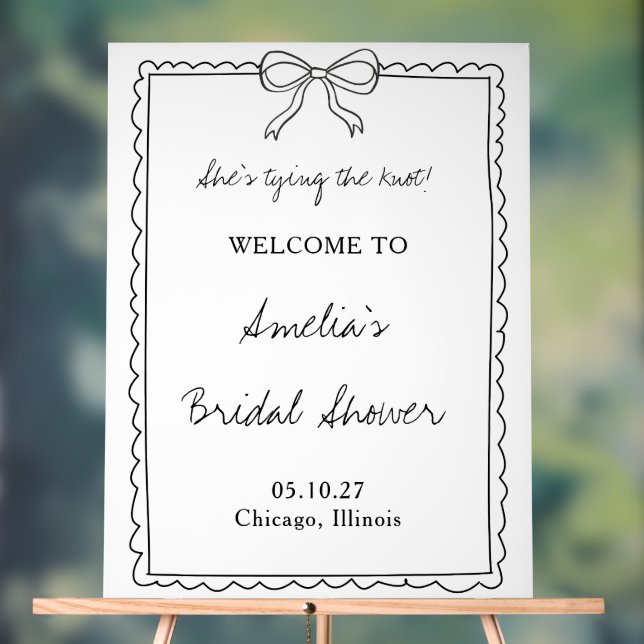 Tying the Knot Bow Bridal Shower Welcome Sign (Neutral)