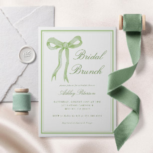 Tying The Knot Bridal Brunch Green Bridal Shower Invitation