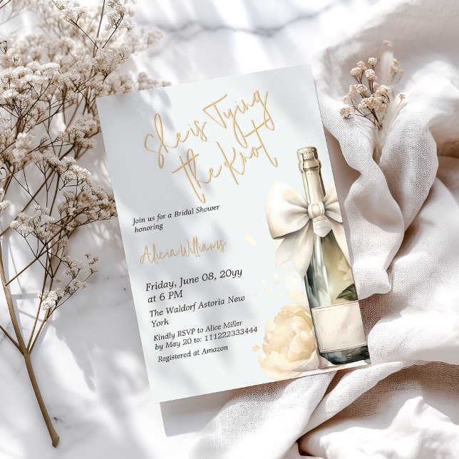 Tying the Knot Butter Yellow Bow Bridal Shower Invitation (Creator Uploaded)