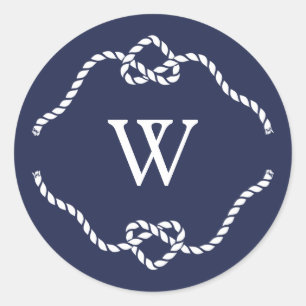 Tying the Knot Calligraphy Monogram Classic Round Sticker