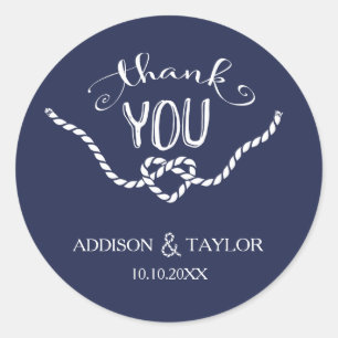Tying the Knot Calligraphy Thank You Classic Round Sticker