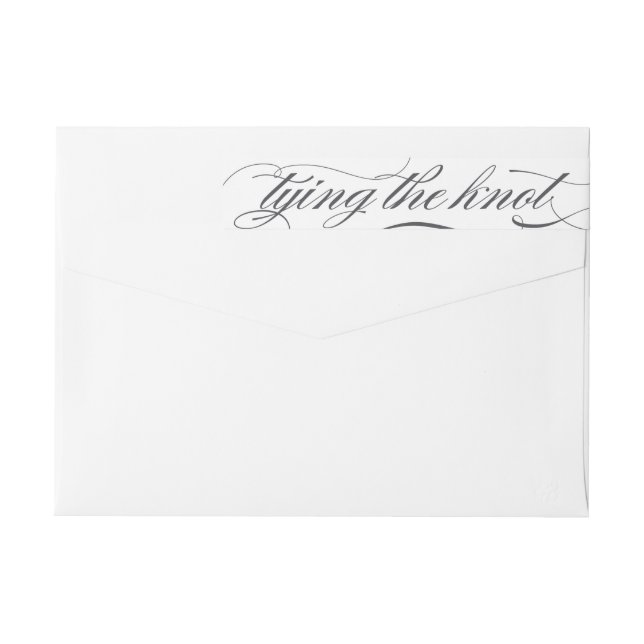 Tying the Knot Charcoal Elegant Modern Calligraphy Wrap Around Label (Back)