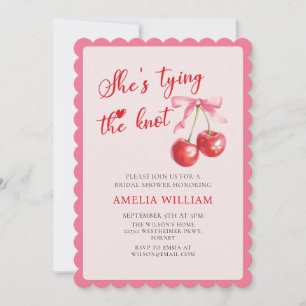 Tying the Knot Chic Coquette Cherry Bridal Shower Invitation