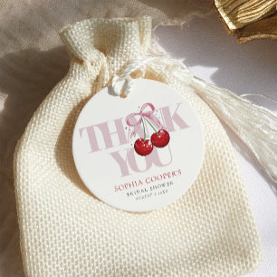 Tying the Knot Chic Modern Cherry Bridal Shower Favour Tags