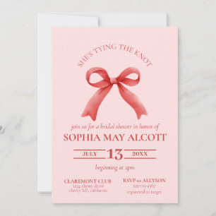 Tying the Knot Coquette Girly Bow Bridal Shower Invitation