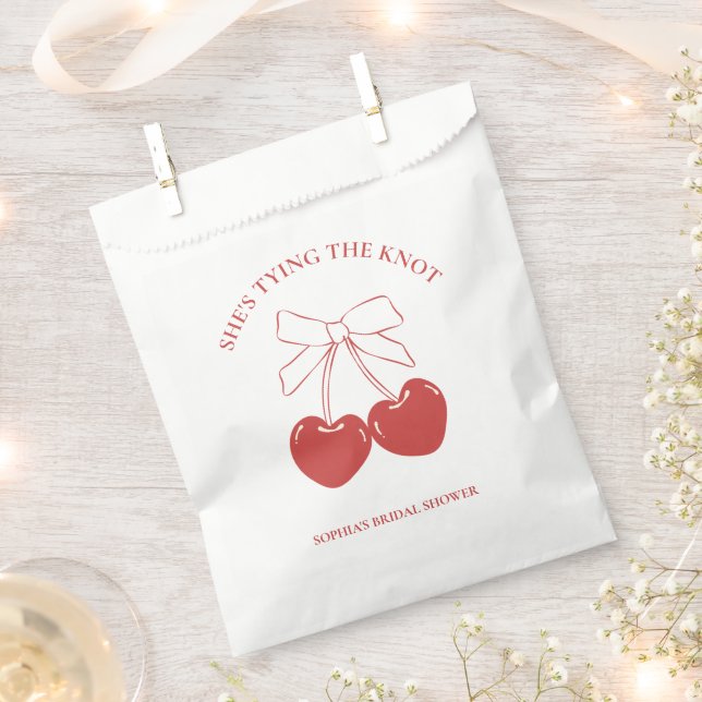 Tying the Knot Coquette Soft Girl Cherry Bow Favour Bags (Clipped)