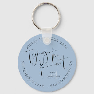 Tying The Knot Dusty Blue Keepsake Save The Date Key Ring