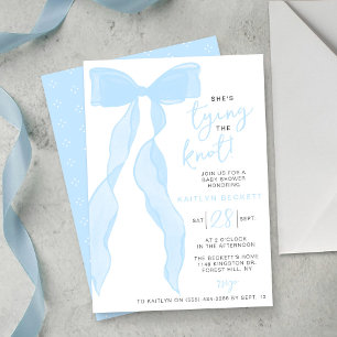 Tying The Knot Elegant Blue Bow Bridal Shower Invitation